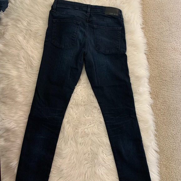 Mens Express Dark Wash Distressed Skinny Jeans - Picture 4 of 7